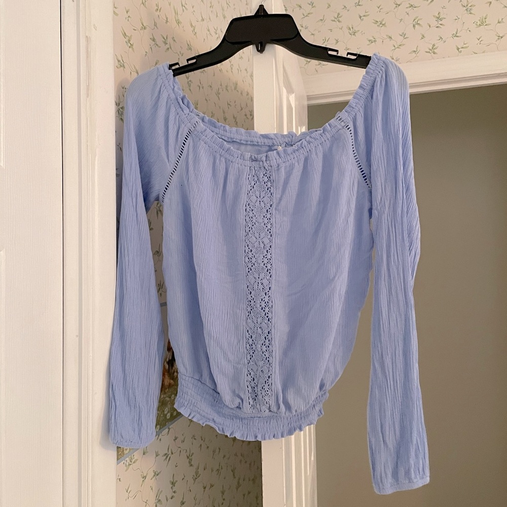 Periwinkle lace off the shoulder top